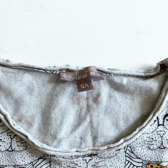 Emile et Ida boys cat faces t-shirt size 6 - Picture 2 of 7